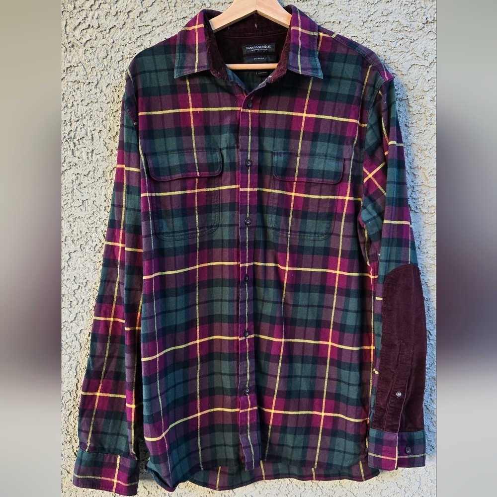 Banana Republic Organic Cotton Standard Fit Plaid Button Down Shirt